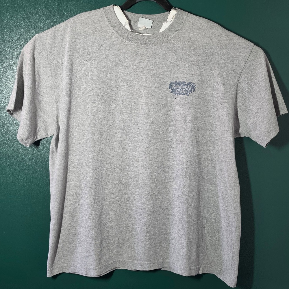 Rainforest Cafe Chicago Souvenir T-Shirt Mens L Gray Graphic Short Sleeve Tee